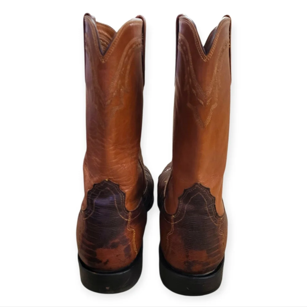 LUCCHESE 2000 Leather Boots Size 10.5 EE Tan Brown